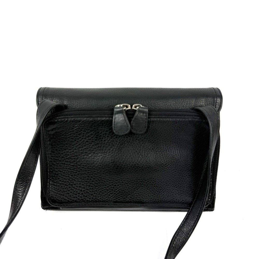 Fossil Crossbody Bag Black Leather Handbag Organizer Travel Classic City Chic - Picture 3 of 10